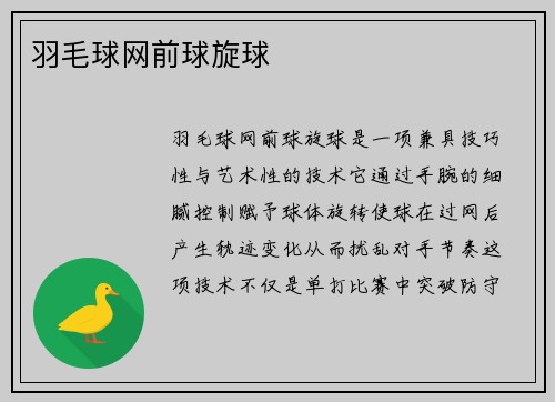 羽毛球网前球旋球